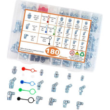180-teiliges Zerk Fitting Hydraulikwerkzeug aus Kohlenstoffstahl, gerades 45-90-Grad Zubehör für die mechanische Wartung, Motorpflege, hochfeste Fettdüsen