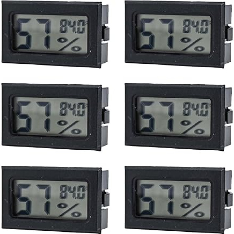 Skaitmeninis termometras-higrometras, skirtas vidaus ir išorės patalpoms, temperatūros ir oro temperatūros matuoklis su ekranu, geros kokybės, LCD ekranas, skirtas namams, drėgmės izoliatoriams, 6 vnt.
