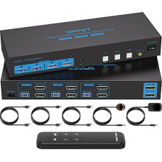 HDMI KVM jungiklis 3 PC 2 monitoriai 4K60Hz USB 3.0 KVM jungikliai Drei Computer teilen sich Dual Monitor und Vier Peripheriegeräte Support Erweiterungsmodus & Kopiermodus mit Desktop-Controller
