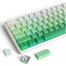 Owpkeenthy Side Printed PBT Gradient Keycaps, Double-Shot Cherry Profile, 135 Keys Translucent, Green, for 60-65% 75% 100% MX Switch South-Facing Mechanical Keyboard (Bedew)