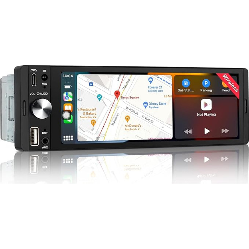 1 DIN automobilinis radijas su ekranu, suderinamas su 