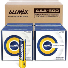 Allmax AAA Micro (LR03) didžiausios galios šarminės baterijos (600 vnt. urmu / 6 dėžutės po 100 vnt.) - itin patvarios, sandari konstrukcija, 10 metų galiojimo laikas, didžiausia galia (1,5 V)