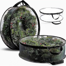 Christmas Wreath Storage Bag 30 Inch Clear Christmas Wreath Storage Container Waterproof Wreath Storage Holder with Handles for Holiday Seasonal Wreath Garland