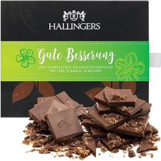 Hallingers Genuss Manufaktur Chocolate Gift - Bar Whole Milk Fine Cocoa Pure - Handmade Without Alcohol, Elegant Gift Packaging 