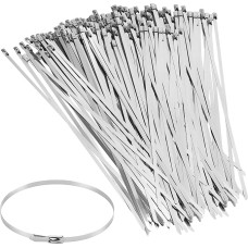 300 Stück Edelstahl Kabelbinder Selbstsichernd 300mm x 4,6mm, 125kg Zugfestigkeit & Hitzebeständig, Rostfreie Metall Kabelbinder für Auspuffrohre, Gartenarbeit, Markisenbefestigung