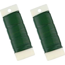 QISF 22 Gauge Flower Wire for Wreath Making, Flexible Paddle Wire, 230 Feet Floristry Wires for Christmas Wreaths, Garland, Floristry Arrangements, Bouquets and Crafts, Green, Pack of 2