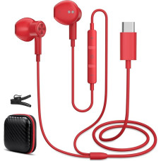 USB C Kopfhörer für Pour xiaomi Poco X8 Pro REDMI Note 15 Pro+ 17 Ultra/Galaxy S26 Ultra, Magnetic in Ear Typ C Ohrhörer Anschluss mit Kabel und Mikrofon für Honor 600 Lite x8d Magic8 400 Smart, Rot