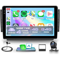 4G+64G Android Autoradio für Peugeot 2008 208 2012-2018 Wireless Carplay Android Auto, 10.1 Zoll Incell Touchscreen Autoradio mit GPS Navi WiFi Mirror Link Bluetooth FM/RDS/EQ/USB/SWC Rückfahrkamera