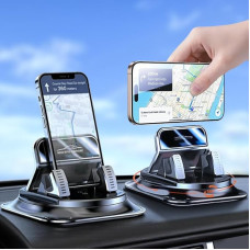 Automobilinis mobiliojo telefono laikiklis, 360° kampu besisukantis mobiliojo telefono laikiklis automobilyje, prietaisų skydelio mobiliojo telefono laikiklis su geliniais kilimėliais, šis transporto priemonės navigacijos laikiklis suderinamas su 