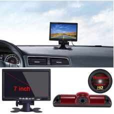 Galinio vaizdo kamera Transporto langas + 7 colių TFT LCD ekranas Automobilio monitorius Stabdžių žibintas Automobilio stogo galinio vaizdo kamera furgonui Fiat Ducato 2006/Peugeot Boxter 2006/Citroen Jumper 2006