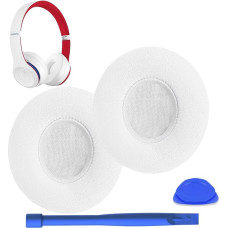 Replacement Ear Pads for Beats Solo 2 & Solo 3 Wireless/Wired Headphones Memory Foam Ear Pads Noise Isolating Foam Durable Leather White