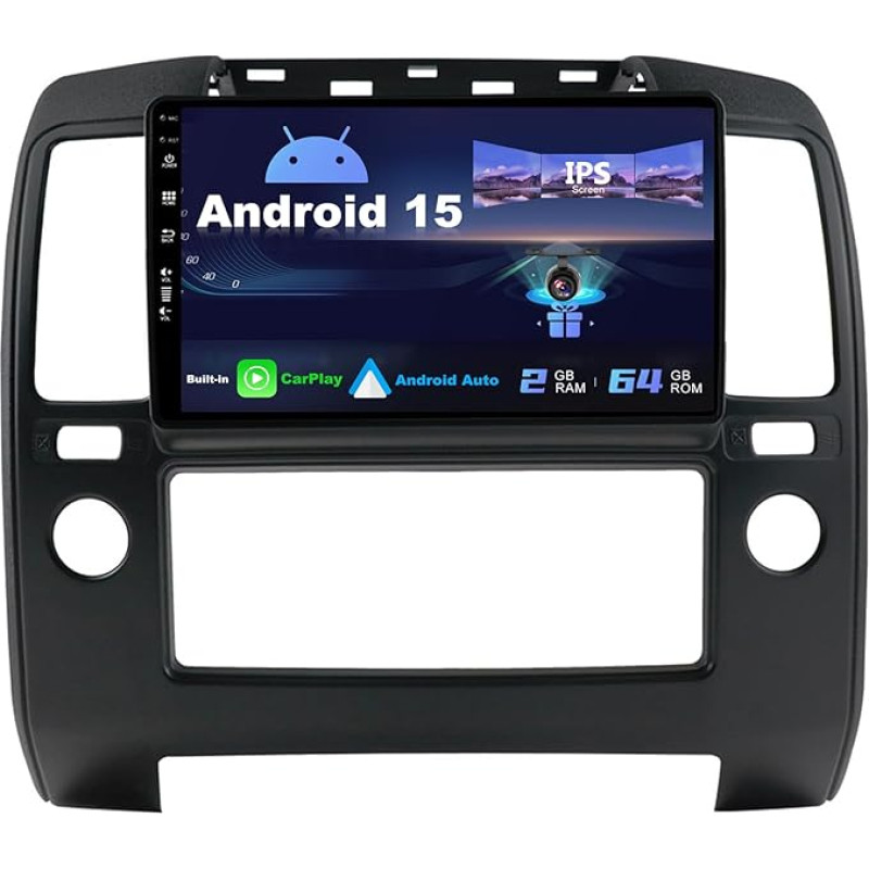 SXAUTO [2G + 64G] Android 15 IPS automobilinis radijas Nissan Navara 3 D40 (2004-2010) - Integruotas CarPlay/Android automobilis - atbulinės eigos kamera nemokamai - Valdymas vairu DAB Fast Boot WiFi DSP - 2 DIN 9 colių