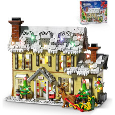 QLT QIAOLETONG Christmas House Building Toy, 1405 Pieces Christmas House Building Blocks Model with Christmas Tree, Christmas Village Clamping Blocks, Gift for Adults, Boys, Girls from 6 Years +