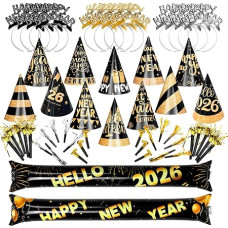Alaiyaky New Year's Eve Headband Set, New Year's Eve Decoration 2026 Includes Party Hats, Happy New Year Hair Band, Party Pipes, Happy New Year Cheerstotes, Applies to New Year Decoration 2026 Party