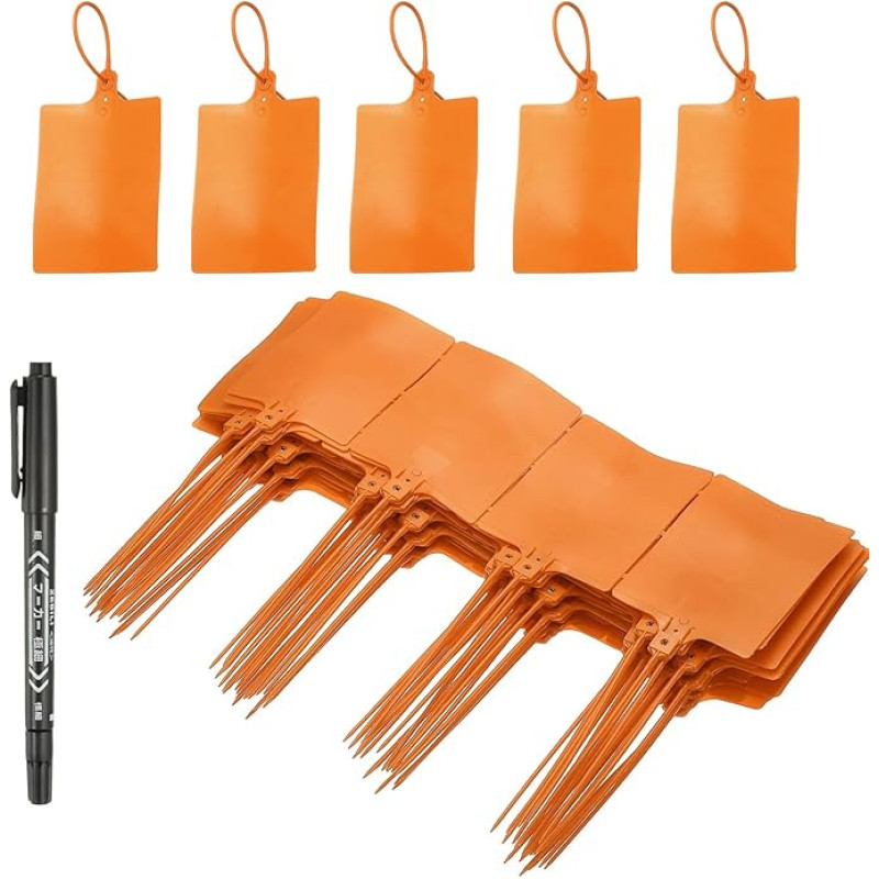PATIKIL Kabelbinder, 25,4 cm, 100 Stück, Nylondraht, Markierungsetikett, selbstschließende Kunststoffbänder, beschreibbar mit Stift, für Logistik, Transport, Verpackung, Lagerorganisation, Orange