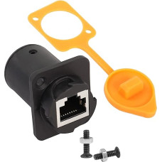 QIANRENON RJ45 8P8C panelinis montažas per RJ45 moteriškos ir moteriškos jungčių prailginimo adapterį, XLR montavimo panelinis adapteris, skirtas Cat5/5e/6 Ethernet LAN su dulkių dangteliu