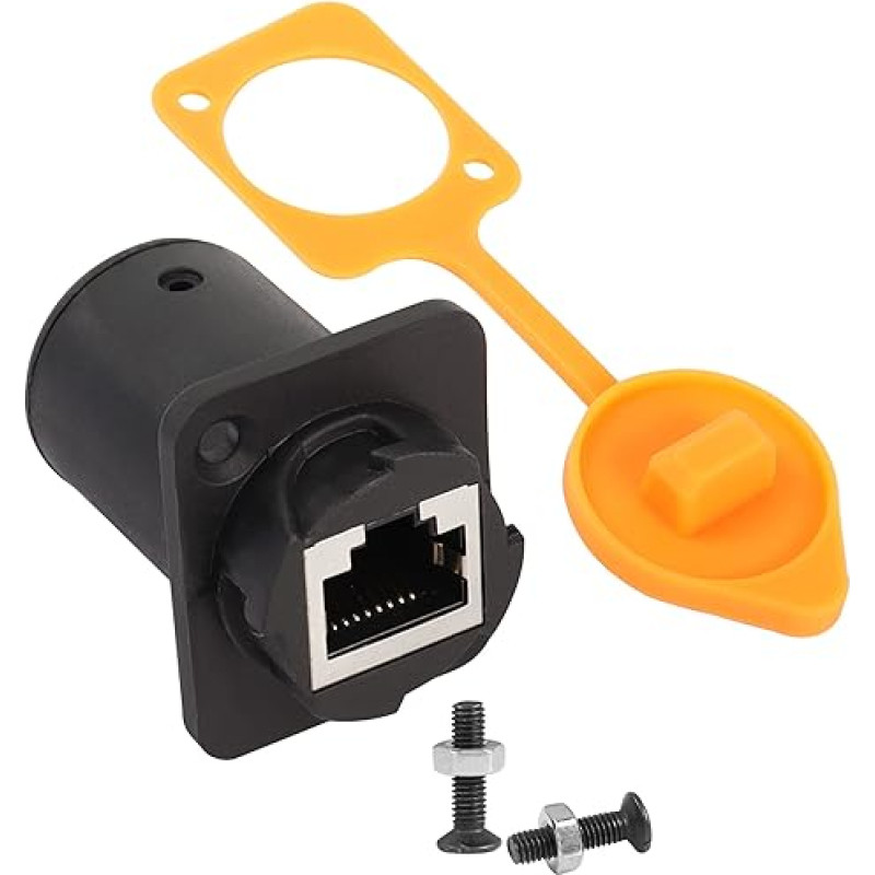 QIANRENON RJ45 8P8C panelinis montažas per RJ45 moteriškos ir moteriškos jungčių prailginimo adapterį, XLR montavimo panelinis adapteris, skirtas Cat5/5e/6 Ethernet LAN su dulkių dangteliu