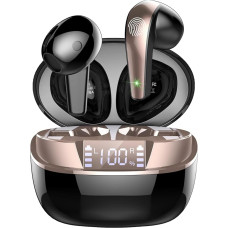 Bluetooth Headphones, Wireless Bluetooth 5.3 In-Ear Headphones with 4 HD Mic, Mini Wireless Headphones ENC Noise Reduction Earbuds, 40H Deep Bass, LED Display, IP7 Waterproof Earphones (2024)