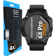 4x se® 3D apsauginė plėvelė nuo atspindžių Garmin Fenix 6X Pro (51 mm), apsauganti nuo dulkių, 100 % suderinama su pirštų atspaudais ir FaceID, lengvai montuojama be burbuliukų, itin skaidri, atspari smūgiams, pagaminta Vokietijoje