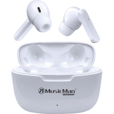 MusicMan Bluetooth In-Ear Headphones with Charging Box - TWS Earbuds with Microphone, Touch Control, USB-C, 16h Runtime, 300h Standby, White - True Wireless BT-X63