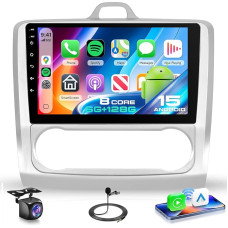 VECHTEL 8 Kern 6G+128G Autoradio Android 15 für Focus Exi MT 2 3 Mk2 Mk3 2004-2011, 9'' IPS HD Touchscreen Auto Radio mit Drahtlos Carplay Android Auto DSP GPS Wi-Fi USB Bluetooth 5.0 FM RDS Kamera