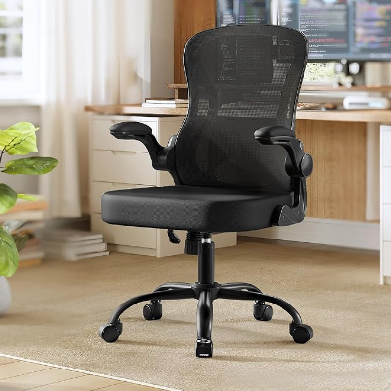 SONGMICS biuro kėdė Ergonomiška tinklelio pasukama kėdė Rašomojo stalo kėdė su juosmens atramos funkcija 
