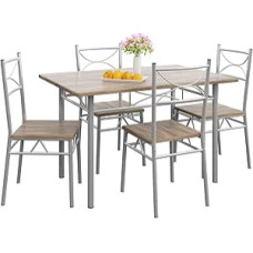 Casaria Dining Table Kitchen Table with 4 Chairs Dining Room Set Kitchen Table Chair Set