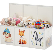 Extra große Spielzeugkiste - Faltbare und stabile Spielzeug-Aufbewahrungsbox mit Deckeln, niedliche Spielzeugtruhe für Jungen & Mädchen für Kinderzimmer, Schlafzimmer - Beige