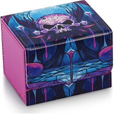 UAONO Deck Box for MTG Cards, Trading Card Storage Box for 120+ Sleeved Commander Decks, PU Leather Card Box Suitable for TCG Magic Cards with 2 Compartments (Purple, Skull)