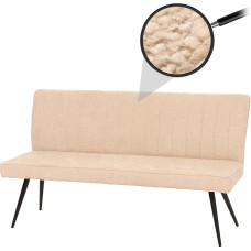 Mendler HWC-K16 Dining Room Bench Upholstered Bench Backrest Fabric/Textile Chenille Metal 160 cm Cream/Beige