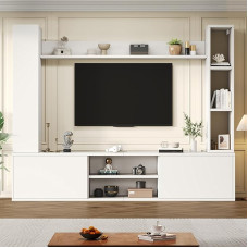 Wohnwand Wohnzimmer, TV-Schrank, Wohnzimmer Möbel Set (Komplett-Set, 4-St), TV-Board (Vitrinen) + Standregal + 2 Wandregale (Stehend/hängend), für TV bis 80