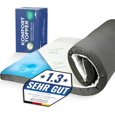 MKS. Gelis Topper 90 x 200 cm - 7 cm H3 dvigubo kietumo atminties putų topperis - spaudimą mažinantis gelinių putų topperis su kvėpuojančiu bambuko apvalkalu ir 3D oro srautu - neslystantis ir skalbiamas