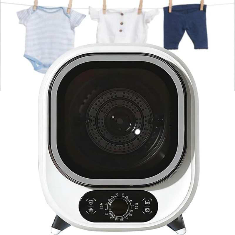 Tragbarer mini-wäschetrockner, mini-schleudertrockner, maks. Belastbarkeit 0,8 kg, 35db geräuscharm, ideal zum trocknen von unterwäsche, Slips und Babykleidung White
