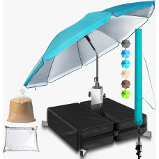 4smile Beach Parasol 180 cm - Height-Adjustable Beach Umbrella SunnyJoy UPF 50+ for Sun Protection Beach Umbrella Windproof Stable - Parasol with Protective Cover, Garden Umbrella, turquoise