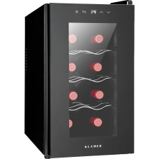KLAMER Wine Refrigerator 8 Bottles Mini Fridge 21L 5-18°C Precision Cooling Thermoelectric UV Protection Glass Door Touch Display Wine Cooler Quiet 35dB