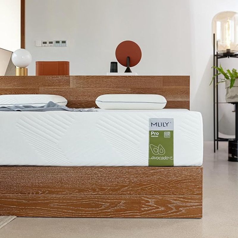 MLILY čiužinys PRO 160 x 200 cm šaltų putų čiužinys 7 zonų atminties putų čiužinys H2 ir H3 kietumo, ÖkoTex ritininis čiužinys 2-in-1 ortopedinis gelinių putų čiužinys 22 cm aukščio, 160 x 200 cm