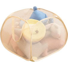 Reofrey Großer faltbarer Spielzeug-Aufbewahrungskorb, Pop-Up-Netz-Wäschekörbe mit Seitentaschengriffen, 50 x 50 x 38 cm, Stofftier-Aufbewahrung, Wäschekorb, ideal für Spielzeug und Kleidung