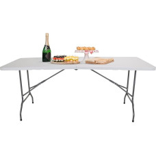 hjh OFFICE Easy UP Multi II 830053 sulankstomas stovyklavimo stalas 152 x 70 cm su rankena Sulankstomas stalas 6 žmonėms Baltas