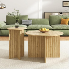 Gecheer Skandinavisches 2-teiliges Holz-Nest-Tisch-Set Runde Couchtische für Wohnzimmer & Gästezimmer Stabile MDF/PB Bauweise Platzsparend & Dekorativ