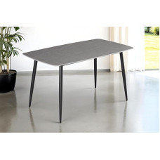 SAM Milano valgomojo stalas 140 x 80 cm, pilkos matinės keramikos stalviršis, valgomojo stalas / keraminis stalas apvaliais kampais, 4 kojų metalinis rėmas, juodas, lengvai prižiūrimas keraminis stalas