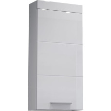trendteam smart living - Devon - komoda - balta blizgi - pakabinama spintelė su 1 durelėmis (reguliuojamomis dešinėje arba kairėje) ir 1 lentyna - (plotis x aukštis x gylis) 35 x 75 x 16 cm - su sidabro spalva