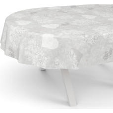 ANRO Oilcloth Tablecloth Wax Tablecloth Washable Garden Tablecloth Round Oval Square Oval 180 x 140 cm Cut Edge Heart Grey