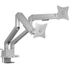 ICY BOX IB-MS524-T monitoriaus stovas 2 monitoriams (nuo 17 iki 32 colių), reguliuojamo aukščio, suderinamas su VESA (75 x 75, 100 x 100), lengvas kabelių valdymas, aliuminis / plienas,