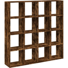 vidaXL Bookcase, Room Divider with 16 Compartments, Wall Shelf for Living Room, Office, Standing Shelf, Room Divider, Cube Shelf, Smoked Oak Wood Material