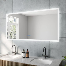 AQUABATOS Echos Series LED Bathroom Mirror Large 140 x 70 cm with Lighting Warm White 3000 K Neutral White 4500 K Cool White 6400 K Touch Sensor Dimmable Wall Switch Anti-Fog Anti-Fog Mirror Heating