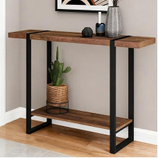 Industrieller moderner Eingangstisch, 2-stöckig, Konsolen-Sofatisch für Flur, Foyer, Eingang, stilvolle Aufbewahrung mit stabilem Design (78,7 x 25,4 x 78,7 cm)