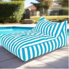 Bean Bags Floating Bean Bag for Pool - King Size Outdoor Waterproof Oxford Bean Bag Cover, Floats Lounger Without Filler, Striped Outdoor Beach Pouf, Bean Bag, Sofa Bed (Skky Blue)