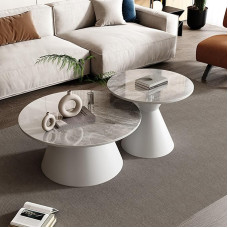 Couchtisch-Set, Mid-Century Nesting Design mit Karbonstahl-Basis und geräumiger Desktop, einfach zu montieren