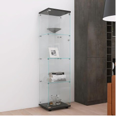 Stiklinė vitrina, kolekcionieriaus vitrina, stiklinė vitrina su 1 durelėmis, 4 lentynomis, su apsauginiu užraktu, permatoma vitrina, tinka svetainei, miegamajam, biurui
