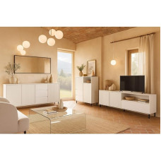 Lomadox Wohnzimmer Möbel Set in Weiß modern mit Sideboard, Highboard & Lowboard, 3-teilig, Wohnwand, Anbauwand, Fernsehwand, Fernsehschrank, Kommode, Anrichte, Wohnzimmer-Set